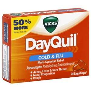  Vicks DayQuil Cold & Flu, Multi Symptom Relief, LiquiCaps 