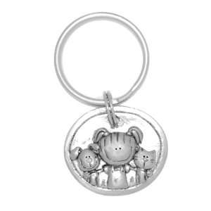  Clayvision Little Girl, Dog, & Cat Oval Pendant Key Chain 