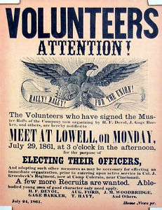 Union Civil War Volunteer Advertisement July 1861  