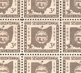 1953   OHIO STATEHOOD   #1018 Full Mint  MNH  Sheet  