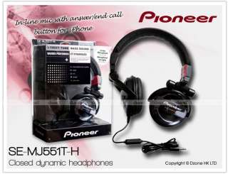 Pioneer SE MJ551T H Closed dynamic Headphones w/ Mic Button for iPhone 