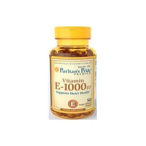 Puritans Pride Vitamin E 1000 IU 50 Rapid Release Softgels, 1 Bottle
