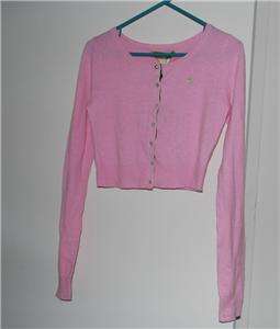 NWT Abercrombie & Fitch Womens Shrunken cashmere Sweater pink button 