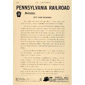  1911 Ad Pennsylvania Railroad College University School 