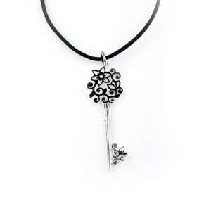 Silversmith Star Floral Key 925 Sterling Silver Pendant With Leather 