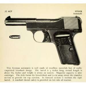  1948 Print .32 ACP Automatic Colt Pistol Cartridge Stock 