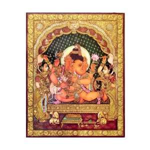  Oil Painting   Gold Embossed Ganesha 