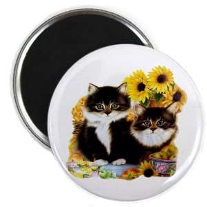  2.25 Magnet Kittens with Sunflowers 