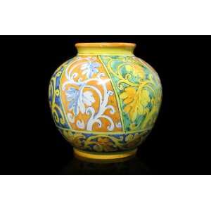 Painted Italian Ceramic   Baroque Vase   Handmade in Palermo   Sicily 