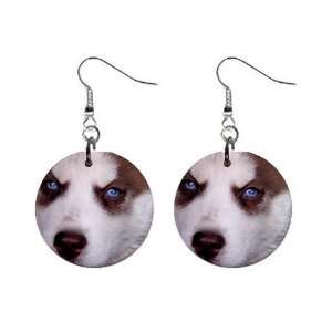  Siberian Husky Puppy Dog 17 Button Earrings A0631 