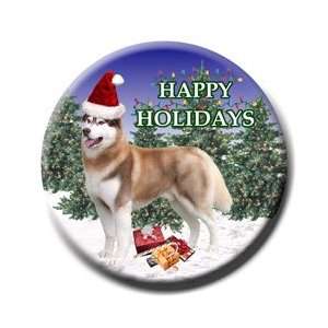 Siberian Husky Christmas Holiday Pin Badge No 2