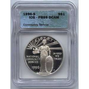 1996 S Community Service Commemorative Silver Dollar Graded Proof 69 