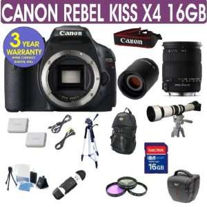  Canon Rebel KISS X4 + Sigma 18 200mm OS Lens + 650 1300mm 