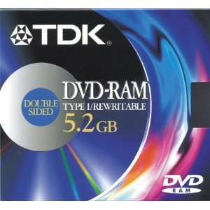  TDK DVD 5.2GB Double Sided Recordable Rewritable 1 Pack 