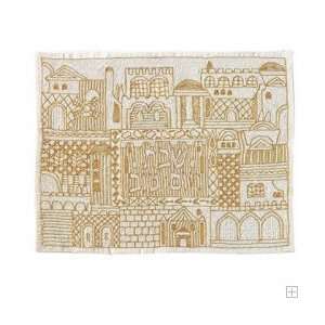  Yair Emanuel Jerusalem In gold Challah Cover   CHE 4 