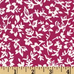  58 Wide Rayon Shirting Flowers Magenta Fabric By The 