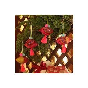   cotton ornaments, Jade Rose Hmong Feast (set of 4)
