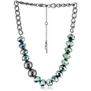   Cole New York Urban Christmas Green Cherry Bead Frontal Necklace