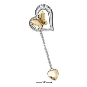  STERLING SILVER AND VERMEIL TWO TONE HEART PENDANT WITH 