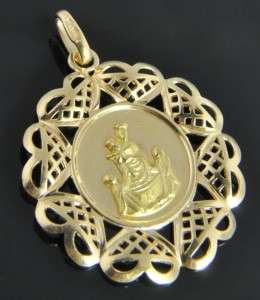   18K Yellow Gold Holy Communion Religious Medal Charm Pendant  