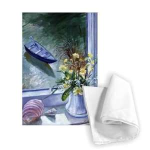  First Flowers and Shells (oil on canvas) by   Tea Towel 