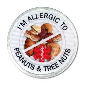  ALLERGIC TREE NUTS and PEANUTS Medical Alert 4 inch White 