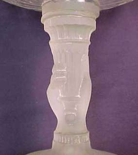 Frosted Hand Early American Pattern Glass Compote  