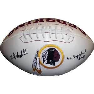  Art Monk Autographed Football with 3x Super Bowl Champs 