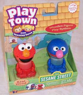 PLAY TOWN Sesame Street GROVER & ELMO Wood Figures NEW  