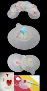Cute Heart Silicone Cup Lid Cover Cap w/ Spoon Holder  