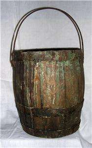 Antique Conestoga Grease Tar Barrel Bucket Primitive Covered Wagon 