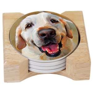  CounterArt Yellow Lab Design Absorbent Coasters in Wooden 