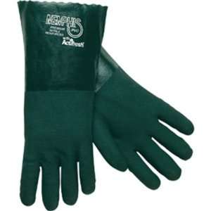  Safety Gloves   Memphis Premium PVC Green Non Slip Jersey 