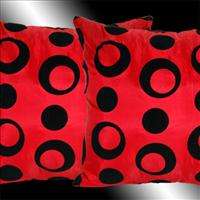 RED BLACK CIRCLE THROW PILLOW CASES CUSHION COVERS 17  