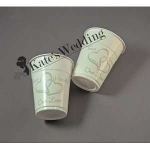  Two Hearts Disposable Plastic Cups Set of 50pcs 