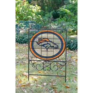 DENVER BRONCOS Team Logo STAINED GLASS YARD SIGN (20 x 38) by Memory 