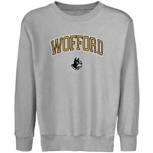 NCAA Wofford Terriers Youth Ash Logo Arch Applique Crew Neck Fleece 