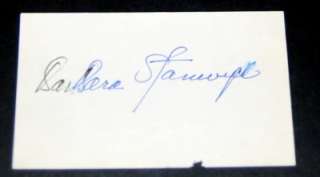 ACTRESS BARBARA STANWYCK SIGNED CARD AND GREAT PRINT  
