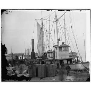 Civil War Reprint Aquia Creek Landing, Va. Wharf with transport and 