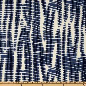  44 Wide Skin Crepe De Chine Blue/White Fabric By The 