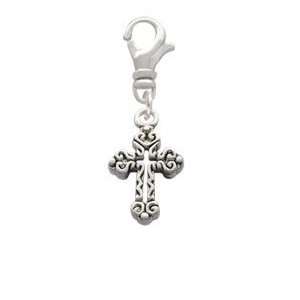  Fancy Antiqued Cross Clip On Charm Arts, Crafts & Sewing