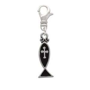   Christian Fish with Silver Cross Clip On Charm Arts, Crafts & Sewing