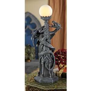 Xoticbrands 23.5 Demonic Dragon Gothic Spire Table Lamp Illuminated 
