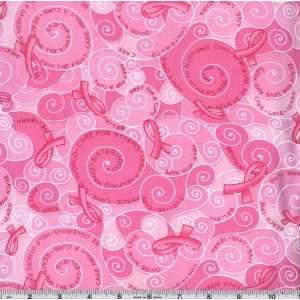  45 Wide Ribbons of Hope Pink Fabric By The Yard Arts 