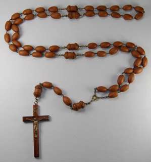 Scarce LARGE VINTAGE FRENCH NUT Rosary NR  