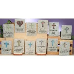 Mosaic Religious Bible Verses Cross Wall Plaques Decoration Set of 12 
