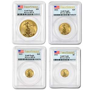  2012 4 Coin Gold American Eagle Set MS 70 PCGS (FS) Toys 