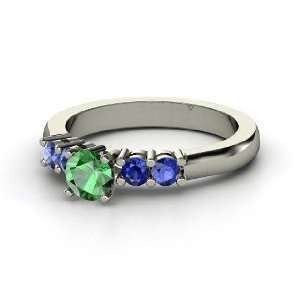  Scintillation Ring, Round Emerald Platinum Ring with 