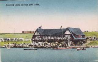 Boating Club Moose Jaw Sask old view Canada Postcard  