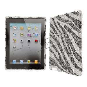 Zebra Black CRYSTAL RHINESTONE DIAMOND BLING COVER CASE 4 Apple iPad 2 